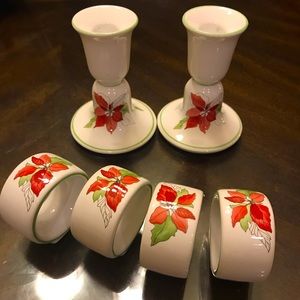 Block Bernarda candlesticks and 4 napkin rings